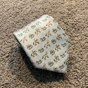 Hermes Vintage Equestrian Rocking Horse & Buggy Silk Blue Neck Tie 5313 TA, Rare